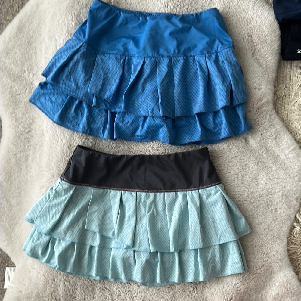 2 Lucky in Love Blue Skater Mini Skirt Athletic Tiered